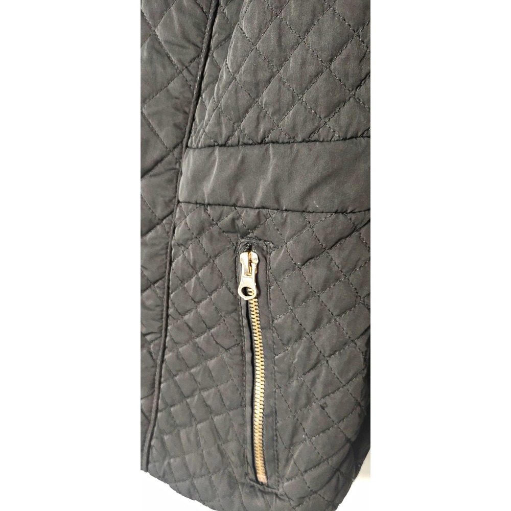 New York & Company Women's Black Quilted Zip light Jacket Short Length Size M